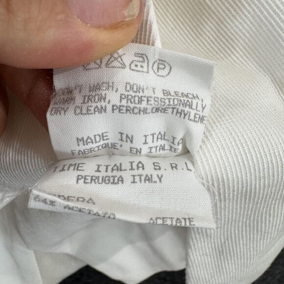 Vintage Thierry Mugler Blazer Women's 44 White Pleated Tail Hem Made In Italy - Picture 11 of 12